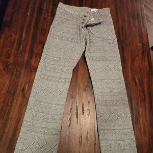 Men's 30-34 Gustin Straight Leg Designer Pants with geometric/tribal pattern